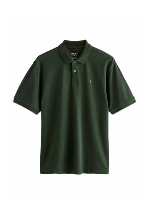 Donkergroene polo met kraag, gemaakt van katoen, met korte mouwen en een subtiel geborduurd logo op de borst. Regular fit ontwerp.