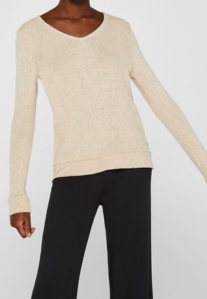 Langærmet T-shirt - beige