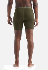 Gröna bomullboxershorts med en snug passform, utrustade med elastisk midja. Tyget är glatt med en matt yta och minimala sömmar.