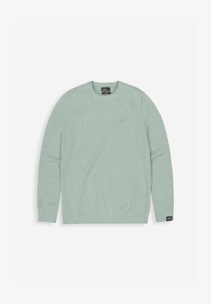 Lichtgroene sweatshirt van zacht materiaal, met een ronde halslijn, lange mouwen, geribbelde manchetten en een klein logo op de borst.