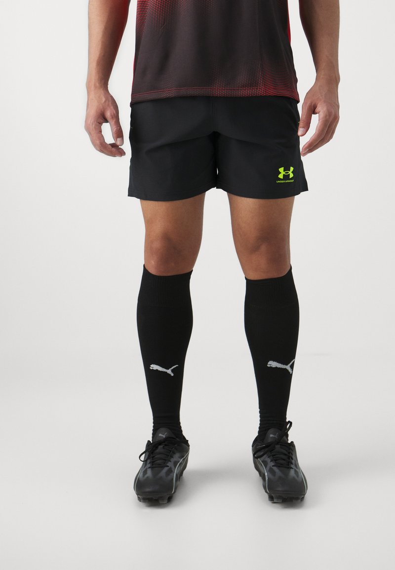 Under Armour - CHALLENGER PRO SHORT - Sporta šorti - black/high-vis yellow, Palielināt