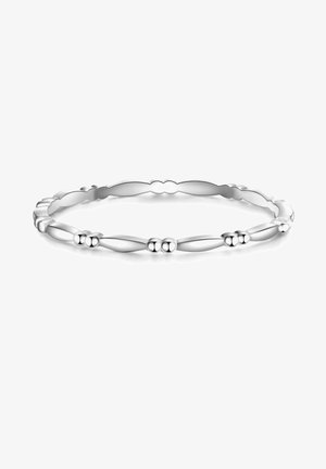 Bracelet jonc en argent avec un motif alterné de perles ovales allongées et petites perles rondes, poli pour une finition brillante.