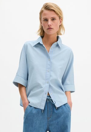 Marc O'Polo, BLOUSE, CASUAL SHAPE, KENT COLLAR, SHORT SLEEVE, SOLID - Chemisier - light wash