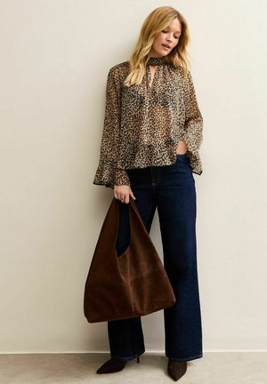 ANIMAL PRINT HIGH NECK KEYHOLE  - Camicetta - brown pattern