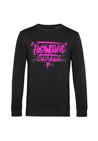 Sudadera negra de manga larga con un atrevido texto gráfico en rosa "Los Ángeles California 1978" en la parte delantera, con puños y cuello de canalé.