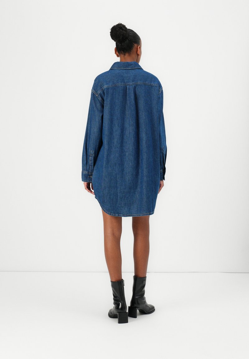 denim maxi dress with sleeves Jazelle Long Sleeve Mini Dress Denim