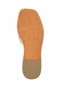 Suola leggera per scarpe con un motivo in legno testurizzato, caratterizzata da una finitura marrone chiaro e un tallone in gomma per aderenza e durata.