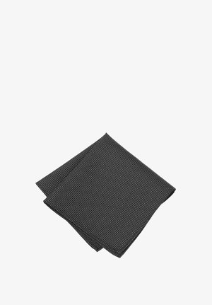 Black fabric square with a subtle white polka dot pattern. The material appears smooth with clean edges, folded and layered.