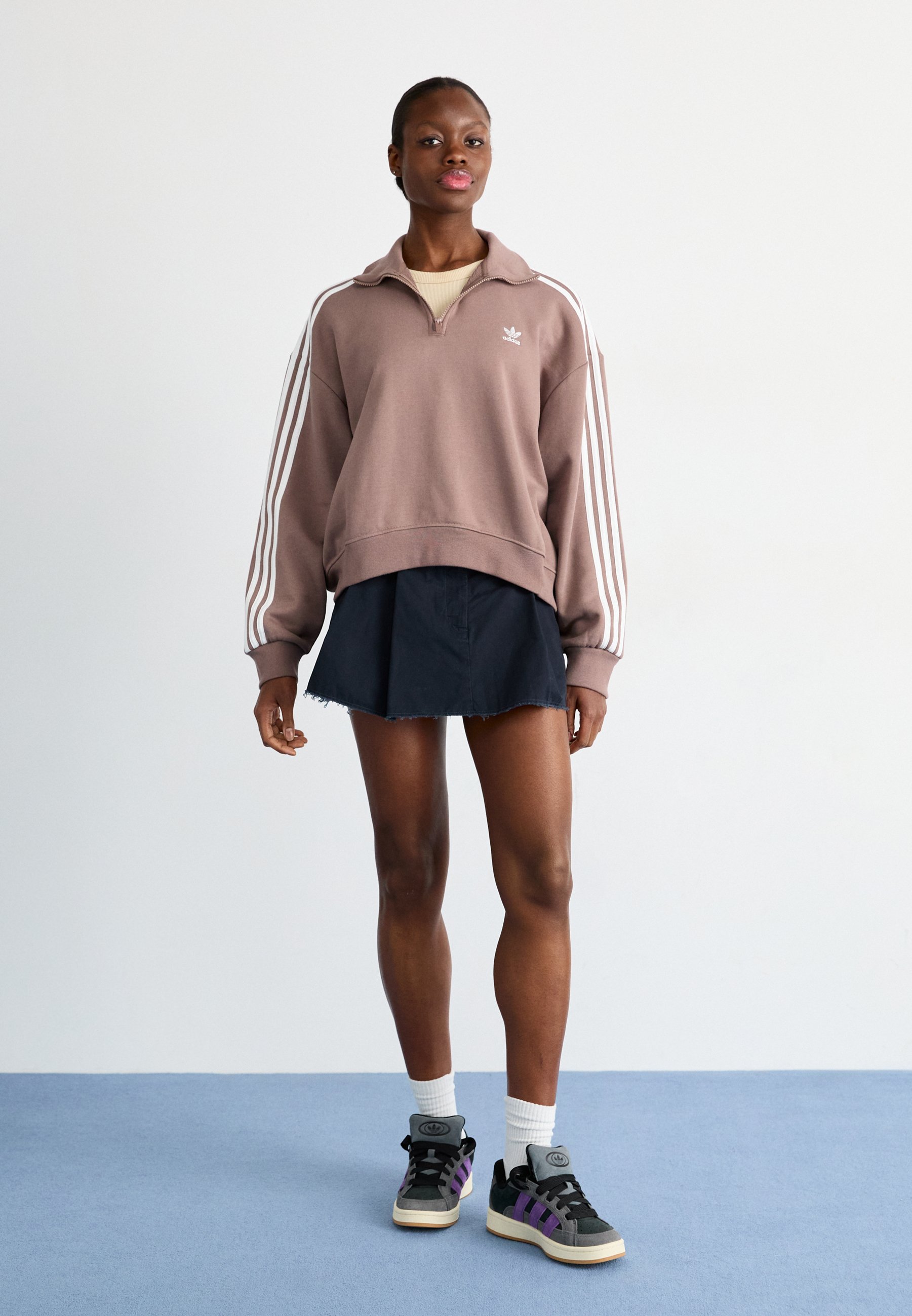 adidas Originals HALFZIP CREW - Sweatshirt - trace brown/braun