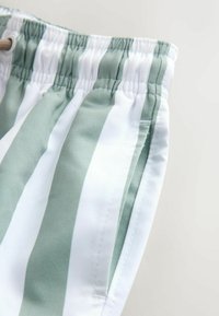 Randiga shorts i ett lättviktigt tyg i grönt och vitt, med elastisk midja, dragsko och detalj med sidoficka.