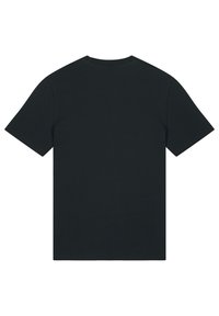 Zwarte T-shirt met korte mouwen met een ronde halslijn, gemaakt van zachte katoenstof, met een simpele, gladde textuur en zonder zichtbare graphics.
