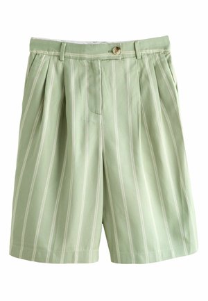 Next, TALL FIT - N. PREMIUM BERMUDA SHORTS WITH LINEN . - Rövidnadrágok - green ecru stripe