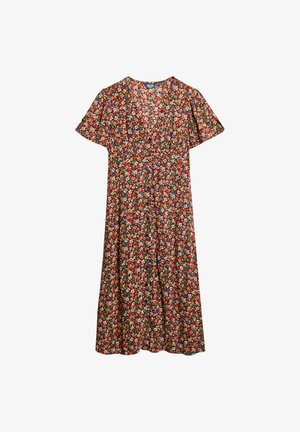 Superdry & Co PRINTED BUTTON-UP SHORT SLEEVE MIDI TEA - Blousejurk - ditsy brown