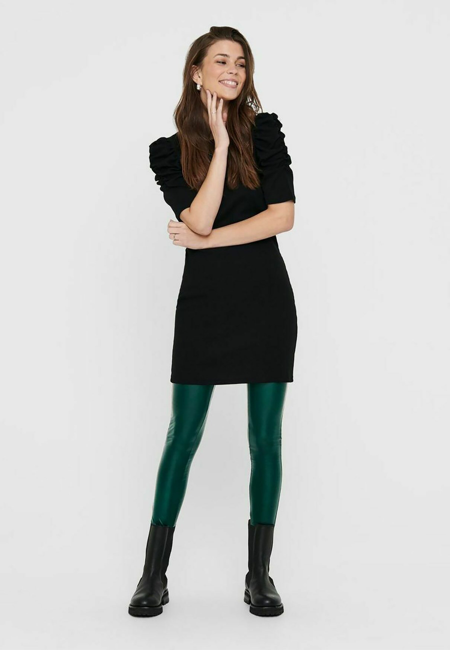 JDYSTINE Damen PU Leggings Lederoptik – Skinny Fit, Wet Look, 95% Polyester, 5% Elasthan