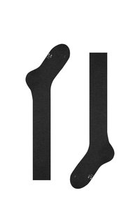 Mustad mustad sokid, millel on sile tekstuur ja tugevdatud kand ja varbad. Üks sokk on teisest pikem, tähistatud 'L' ja 'R'.