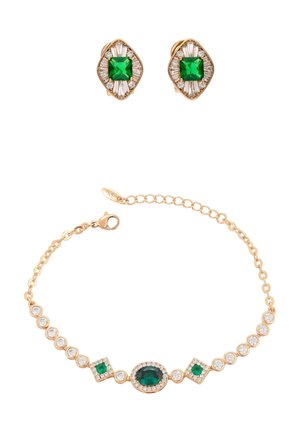 SET - Øreringe - rose gold green