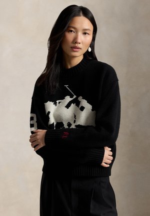 INTARSIA-KNIT WOOL SWEATER - Jersey de punto - black