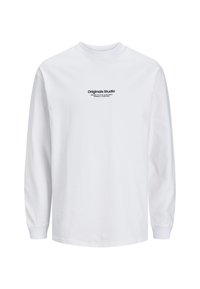 Vit långärmad t-shirt i bomull. Har en svart tryckt logotyp "Originals Studio" på bröstet. Enkel, avslappnad passform.