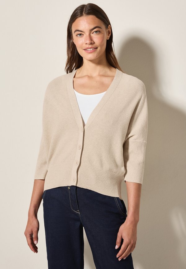 MIT STRKTUR - Strickjacke - beige