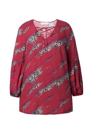 MIAMODA, SCHLUPFBLUSE, A-LINIE, WELLENSTREIFEN, BALLON-LANGARM - Bluse - claret