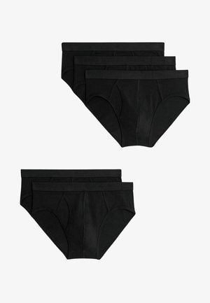 Zwarte katoenen onderbroek slips in een verpakking van vier. Voorzien van een soepele elastische tailleband en een klassieke snit met een snug fit.