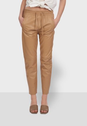 GIFT - Leather trousers - beige clair