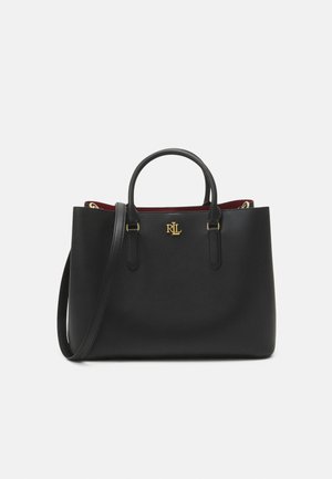 SMOOTH LARGE MARCY SATCHEL - Handbag - black/crimson