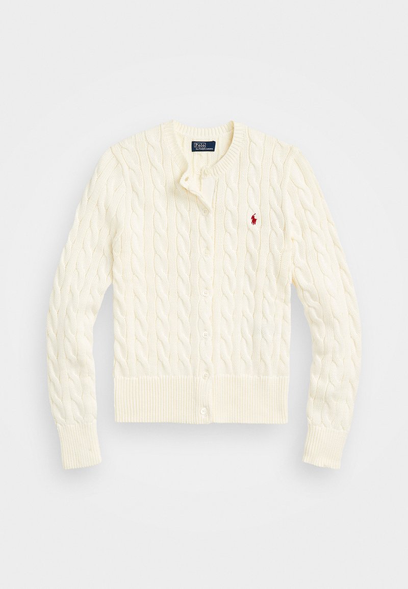 Polo Ralph Lauren CABLE KNIT COTTON CREWNECK CARDIGAN - Kardigan - parchment cream