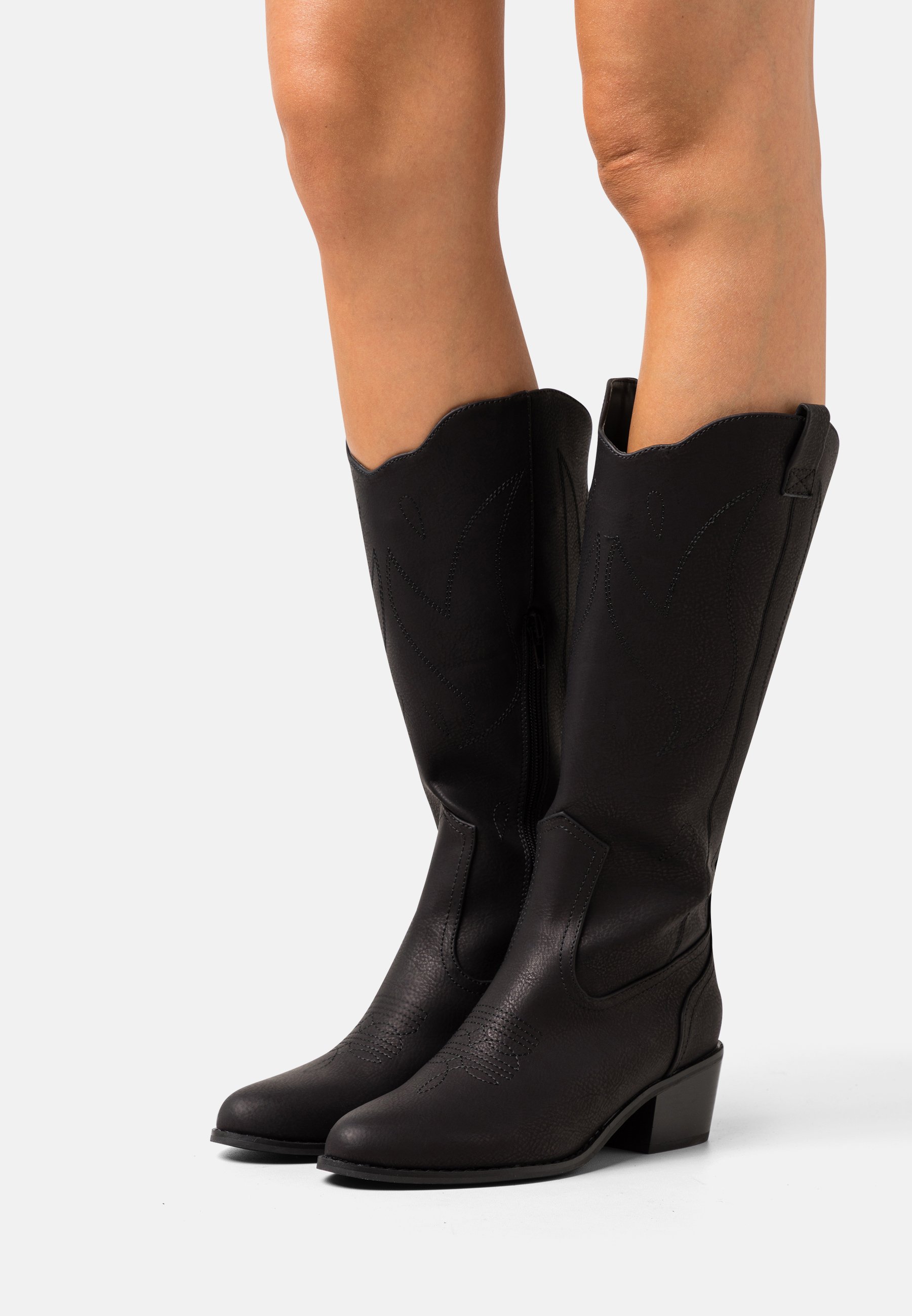 Pieces Pcjohanne High Western Cowboy/biker Boots, Women's, Size: 6, Black - PU