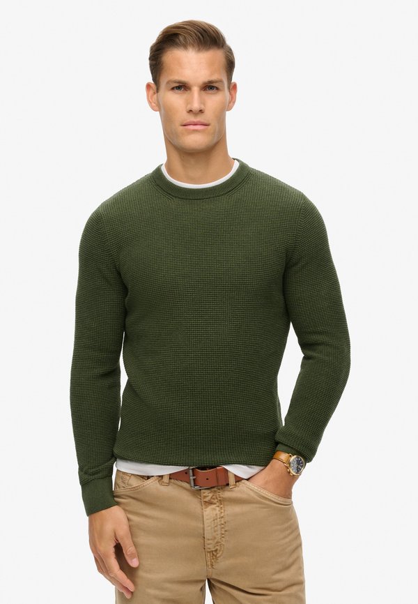 TEXTURED CREW - Strickpullover - olive heather