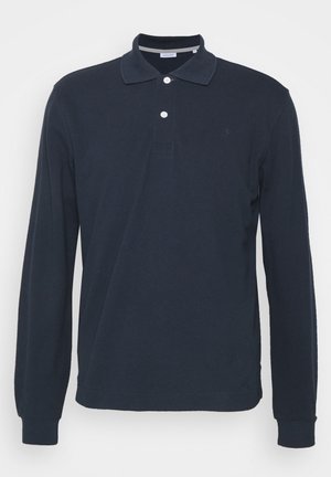 Langslim navy polo shirt gemaakt van katoen, met een kraag, een placket met twee knopen en een subtiele logo op de borst.
