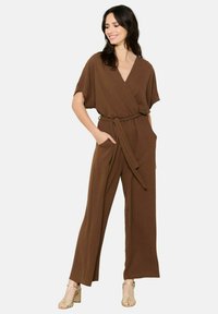 LolaLiza FLOWY BELTED - Jumpsuit - camel brown