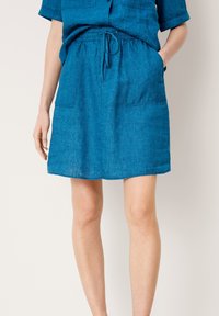 s.Oliver ROCK AUS LEINEN - Jupe trapèze - dark teal melange