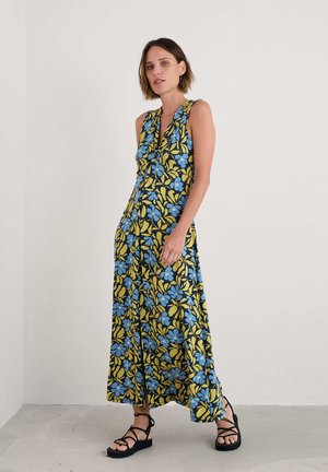 Maxi dress - navy leafy floral maritime