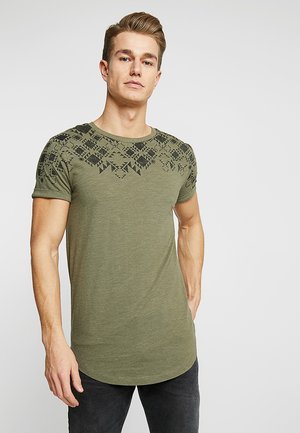 T-shirt med print - dusty olive green