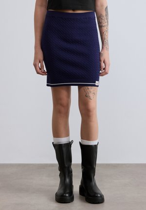 MICROCABLE SKIRT - Mini skirts  - evening blue
