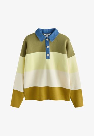 Next, Hosszú ujjú felső - lime green stripe denim collar
