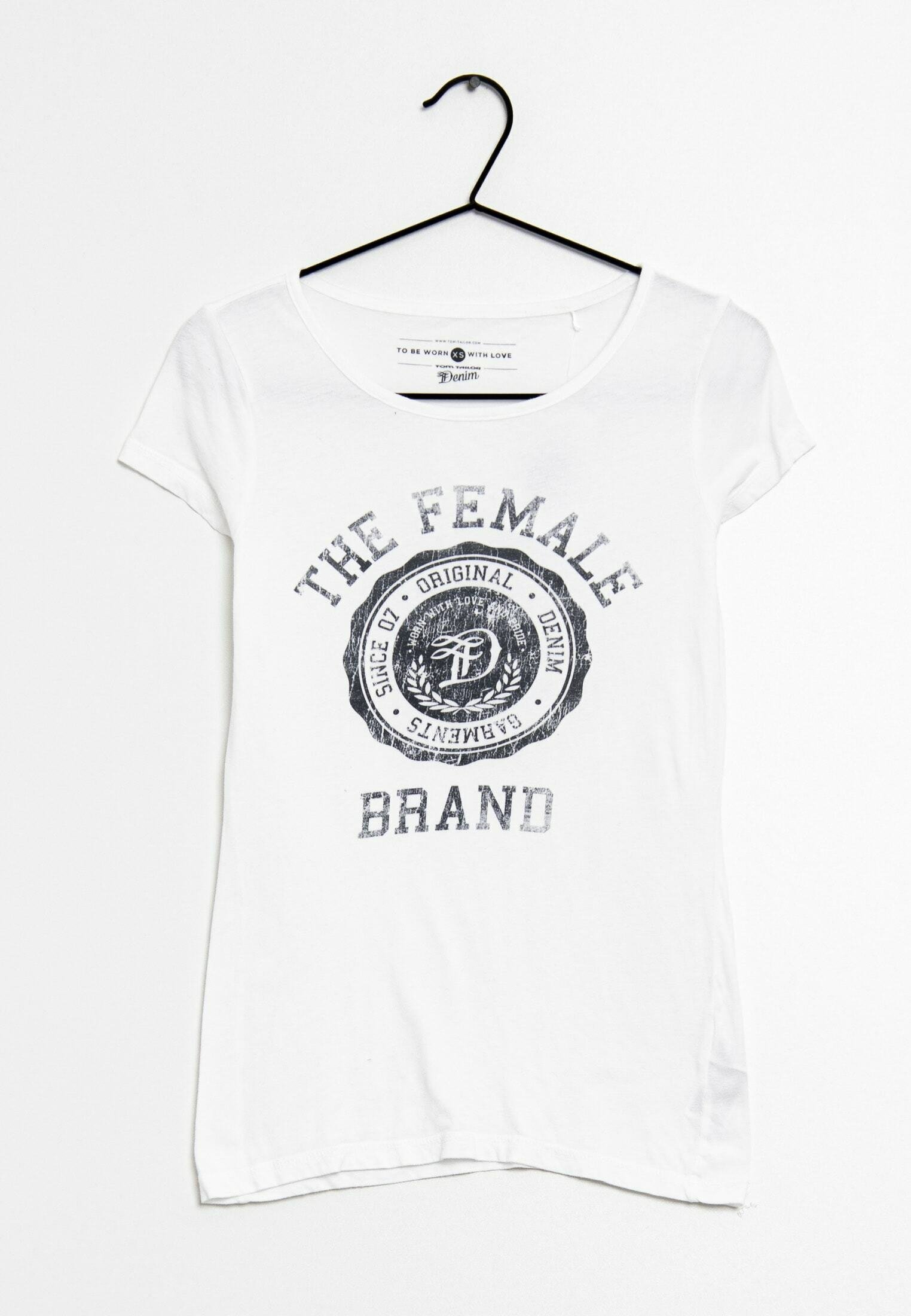 TOM TAILOR Denim Damen T-Shirt Mit Print | Regular Fit, Baumwolle, V-Ausschnitt | Lässiges Basic Für Freizeit & Büro