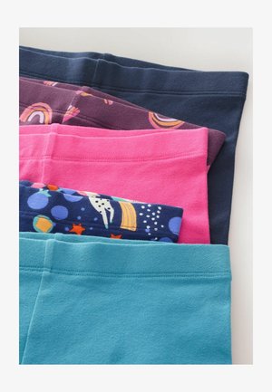 Pet par ladica u raznim bojama: mornarsko plava, ljubičasta s duginim printom, ružičasta, plava s uzorcima i tirkizna, izrađene od mekog pamučnog materijala.