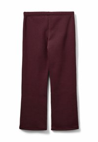 Burgunderfarbene Sweatpants aus weichem Stoff, mit geradem Bein Design und einem einfachen Bund ohne sichtbare Hardware oder Akzente.