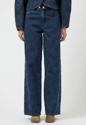 YASALIA MW STICKEREI - Vaqueros boyfriend - dark blue denim