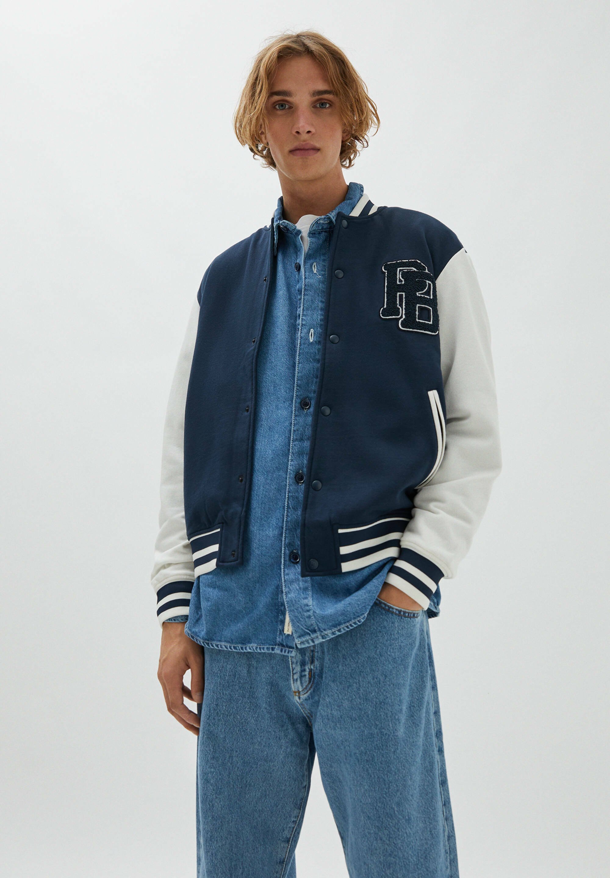 PULL\u0026BEAR KOMBINIERTE COLLEGE MIT AUFNÄHER - Giubbotto Bomber - dark  blue/blu scuro - Zalando.it