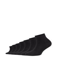 Calzini neri alla caviglia in confezione da otto. Realizzati in materiale morbido e elastico, con bordo a coste e design senza cuciture nella parte anteriore.