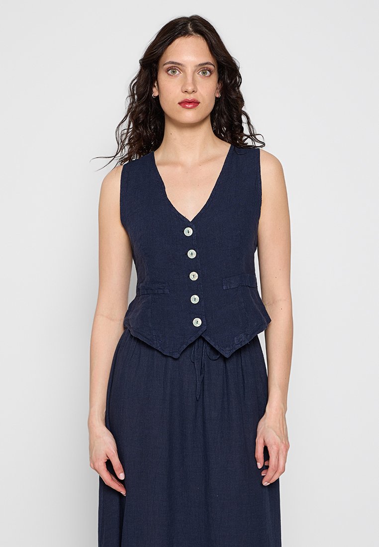 Le Monde du Lin Gilet donkerblauw