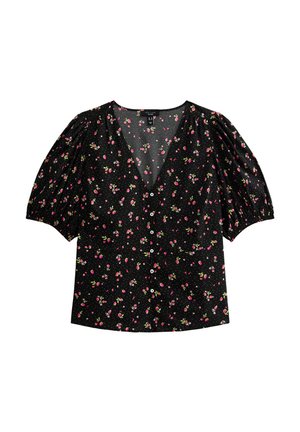 New Look Curves CURVES STRAWBERRY FLORAL PRINT CREPE TEA - Blouse - black pattern