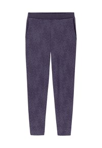 Lila joggerbyxor med ett strukturerat mönster. Har resårmidja och sidfickor. Tillverkade av ett mjukt, stretchigt material.