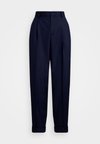 PINSTRIPE WOOL-CASHMERE PLEATED TROUSER - Pantaloni eleganti - navy