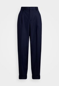 PINSTRIPE WOOL-CASHMERE PLEATED TROUSER - Pantalon de costume - navy