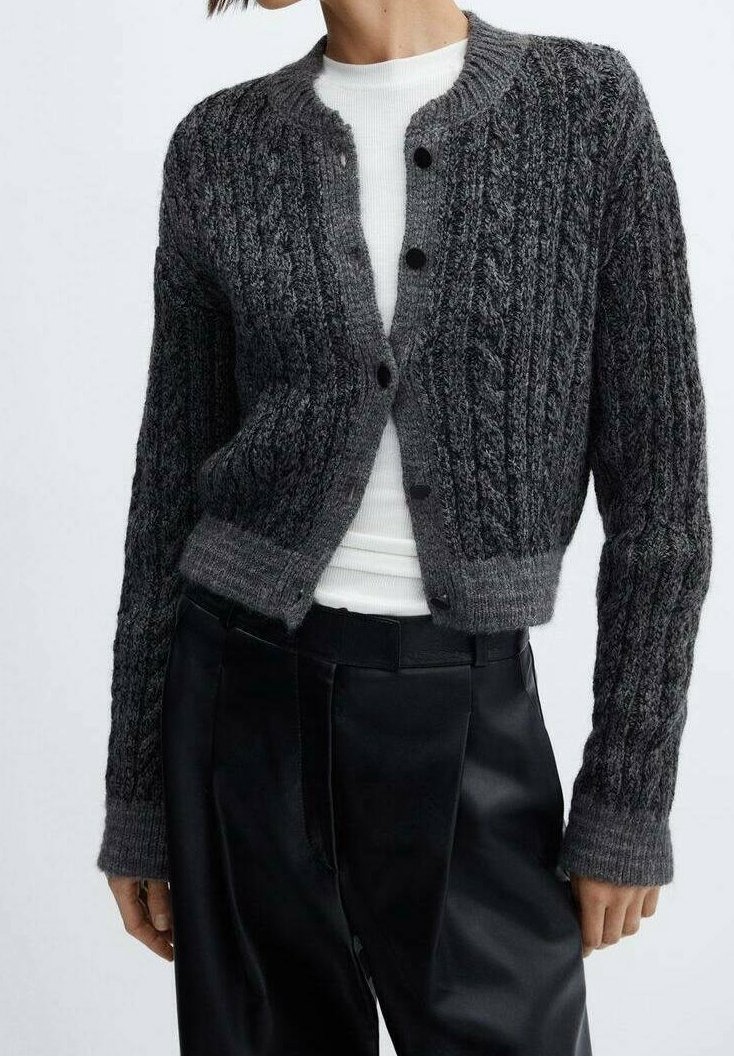 Mango Gilet - mottled dark grey