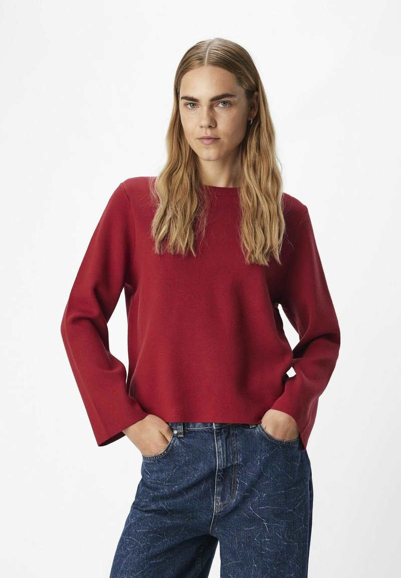 Object OBJREYNARD O-NECK NOOS - Stickad tröja - red dahlia